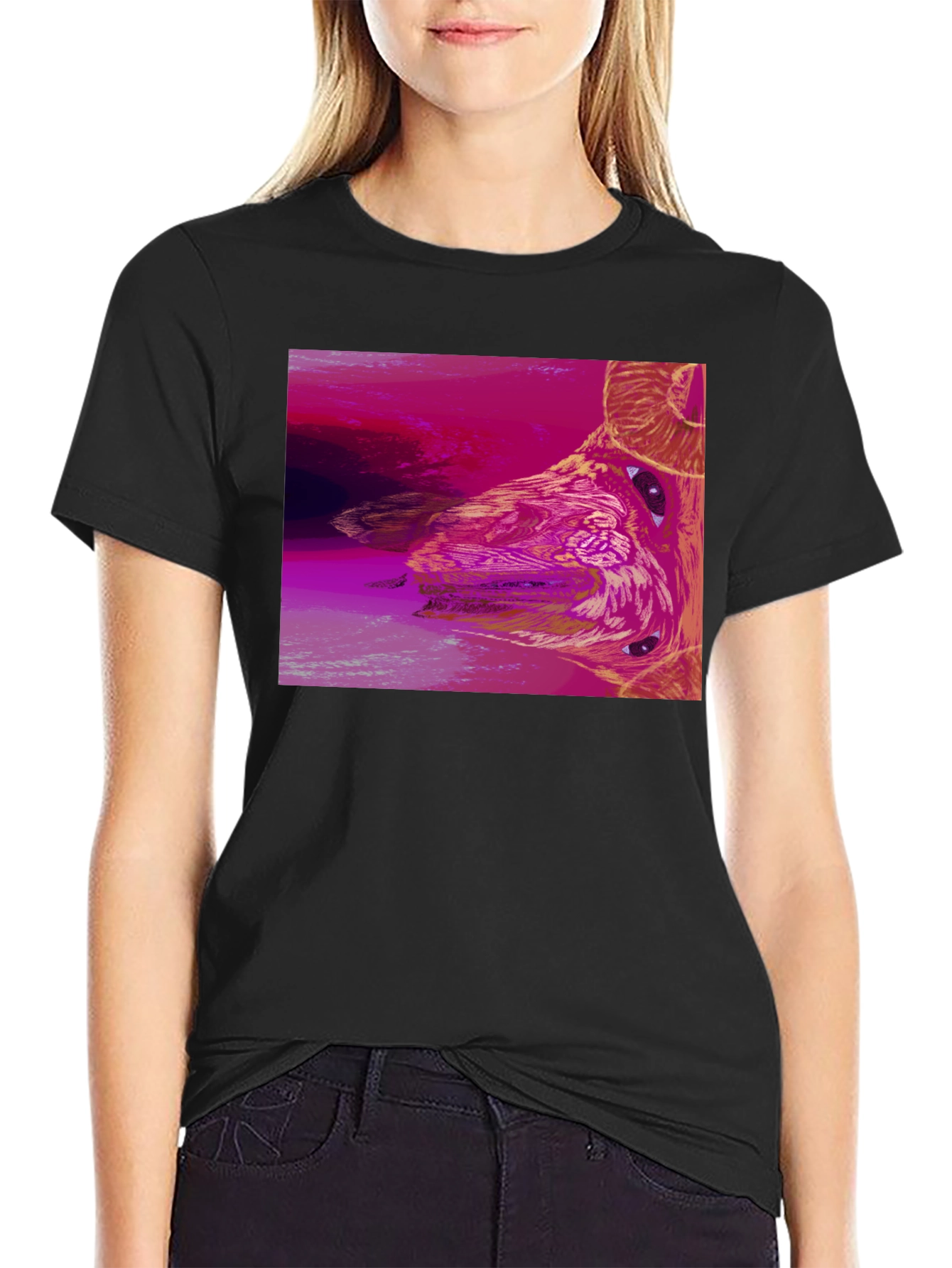 Abstract Ram Graphic Black T-Shirt