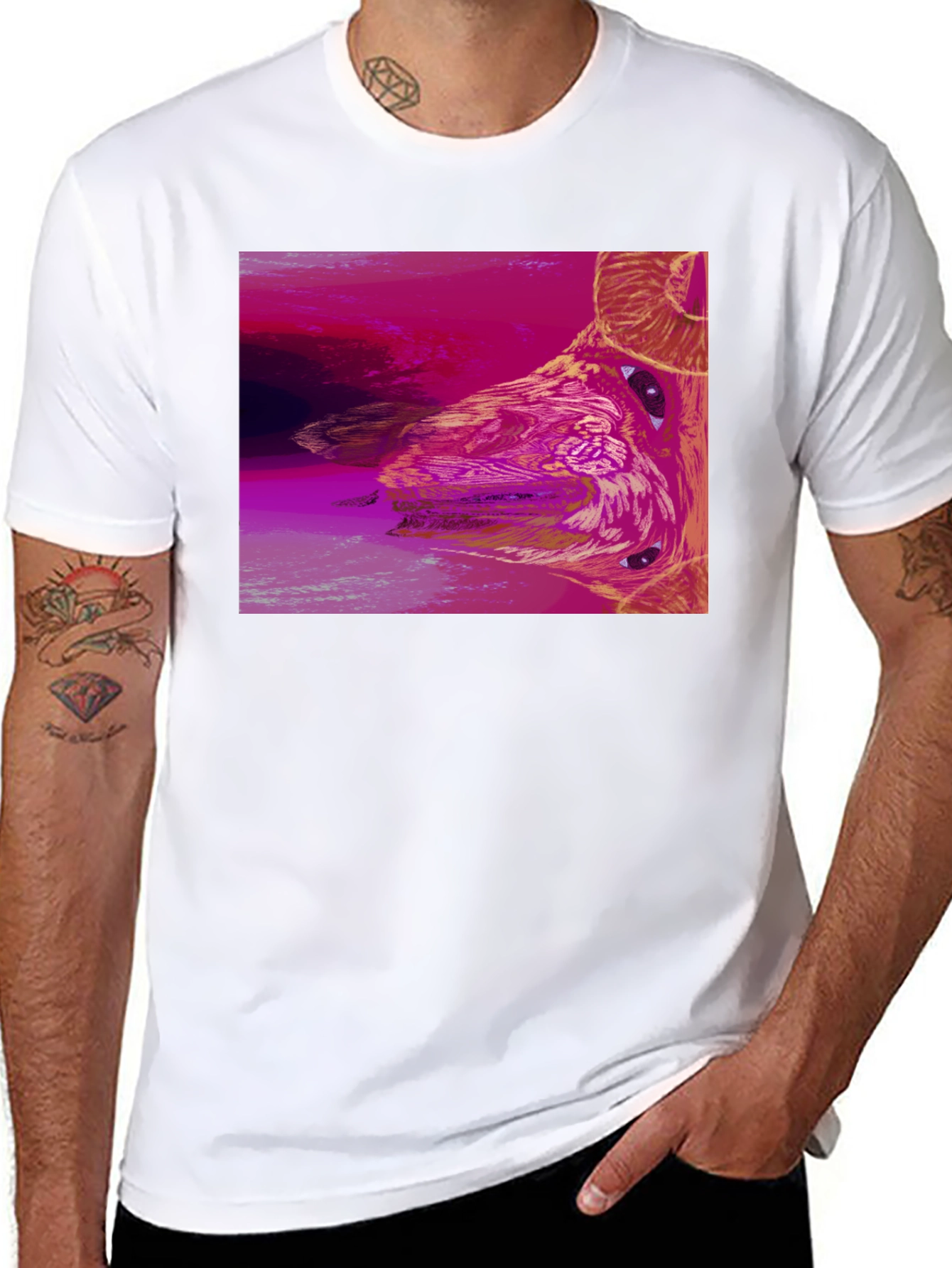 Abstract Ram Graphic Black T-Shirt