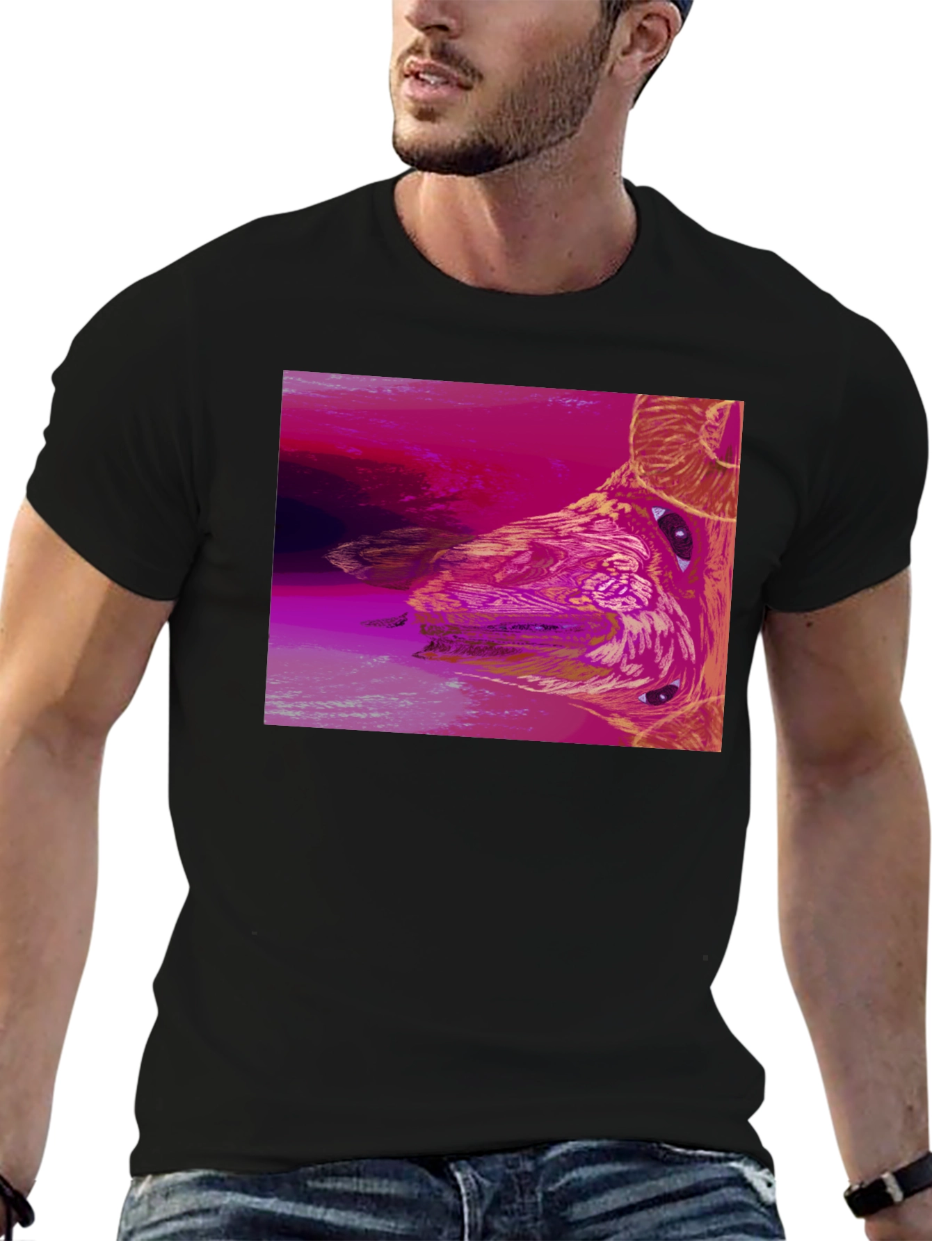 Abstract Ram Graphic Black T-Shirt