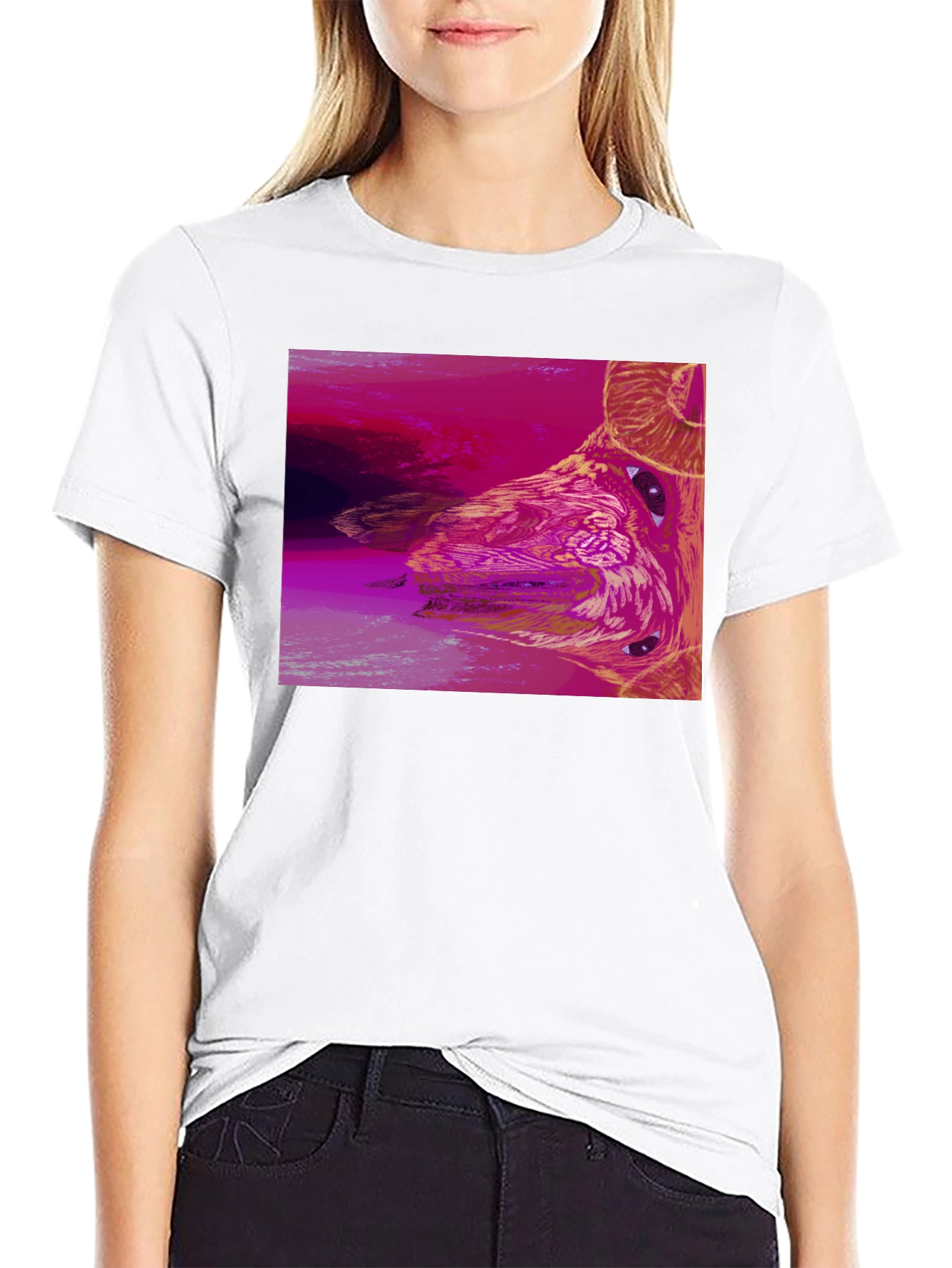 Abstract Ram Graphic Black T-Shirt