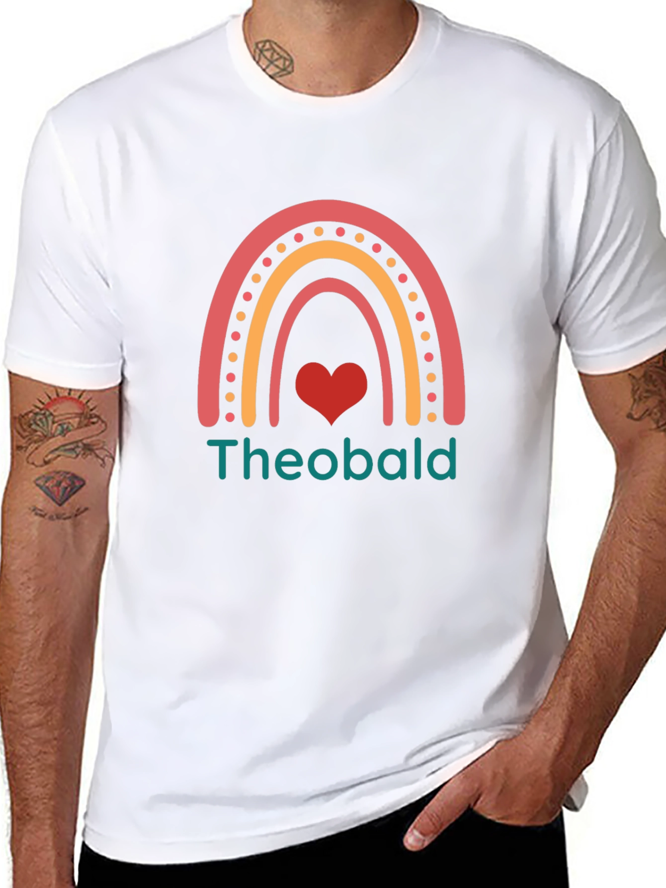 Theobald Rainbow Heart Graphic Tee - Black
