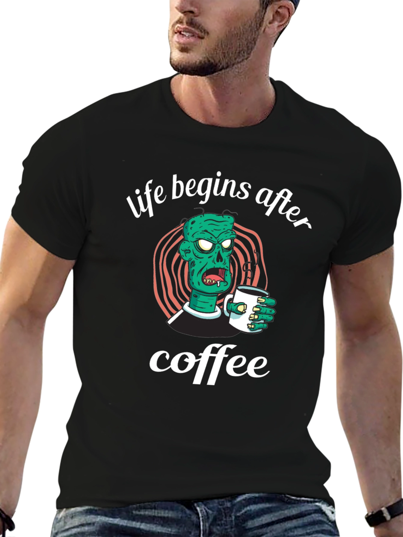 Life Begins After Coffee Zombie Graphic T-Shirt