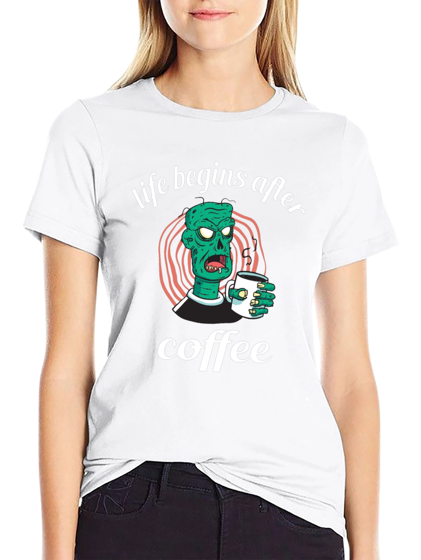 Life Begins After Coffee Zombie Graphic T-Shirt