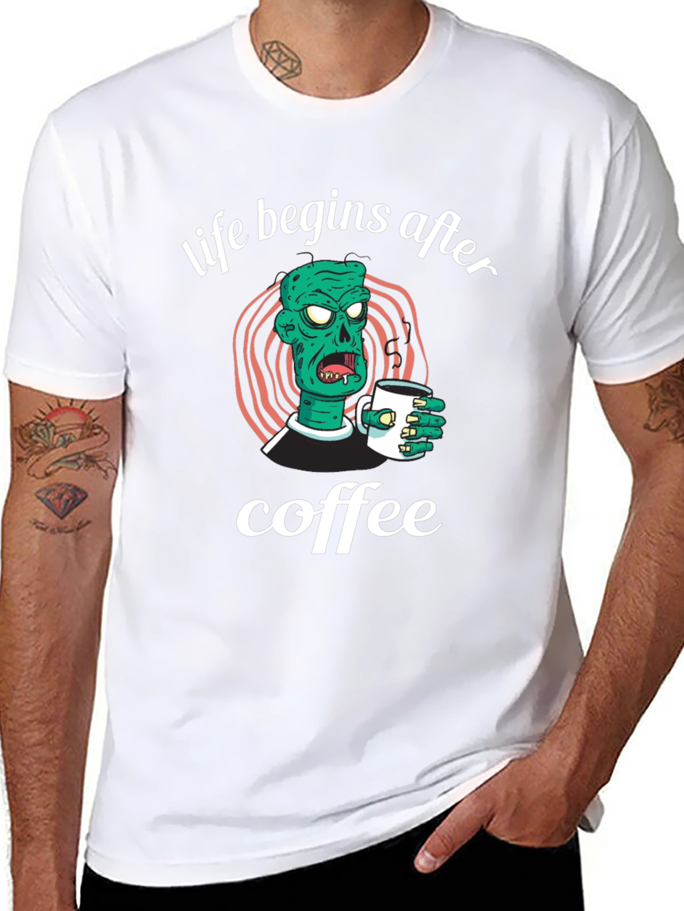 Life Begins After Coffee Zombie Graphic T-Shirt