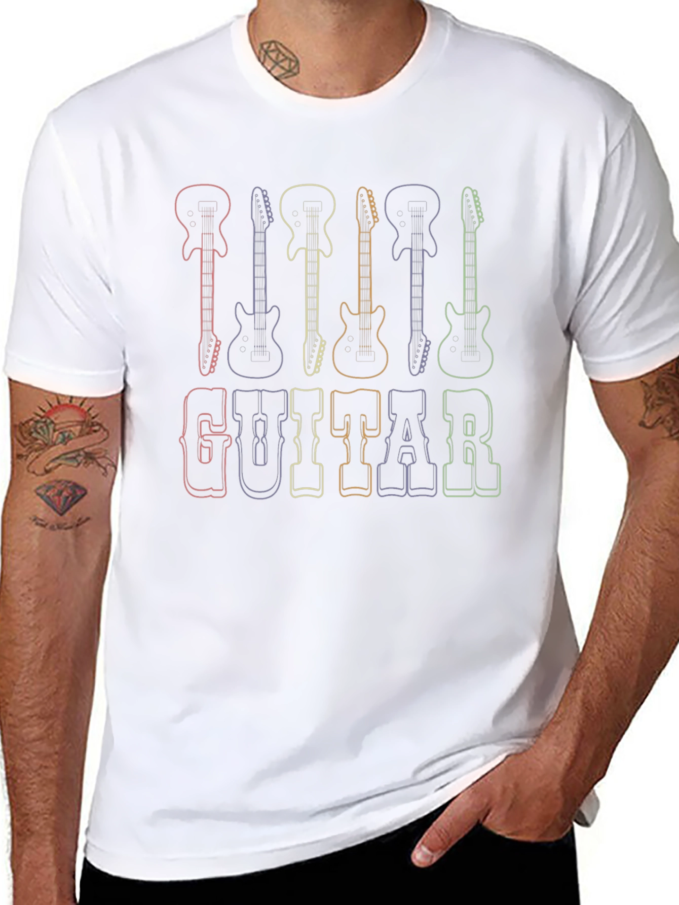 Rainbow Guitar T-Shirt - Music Lover Tee