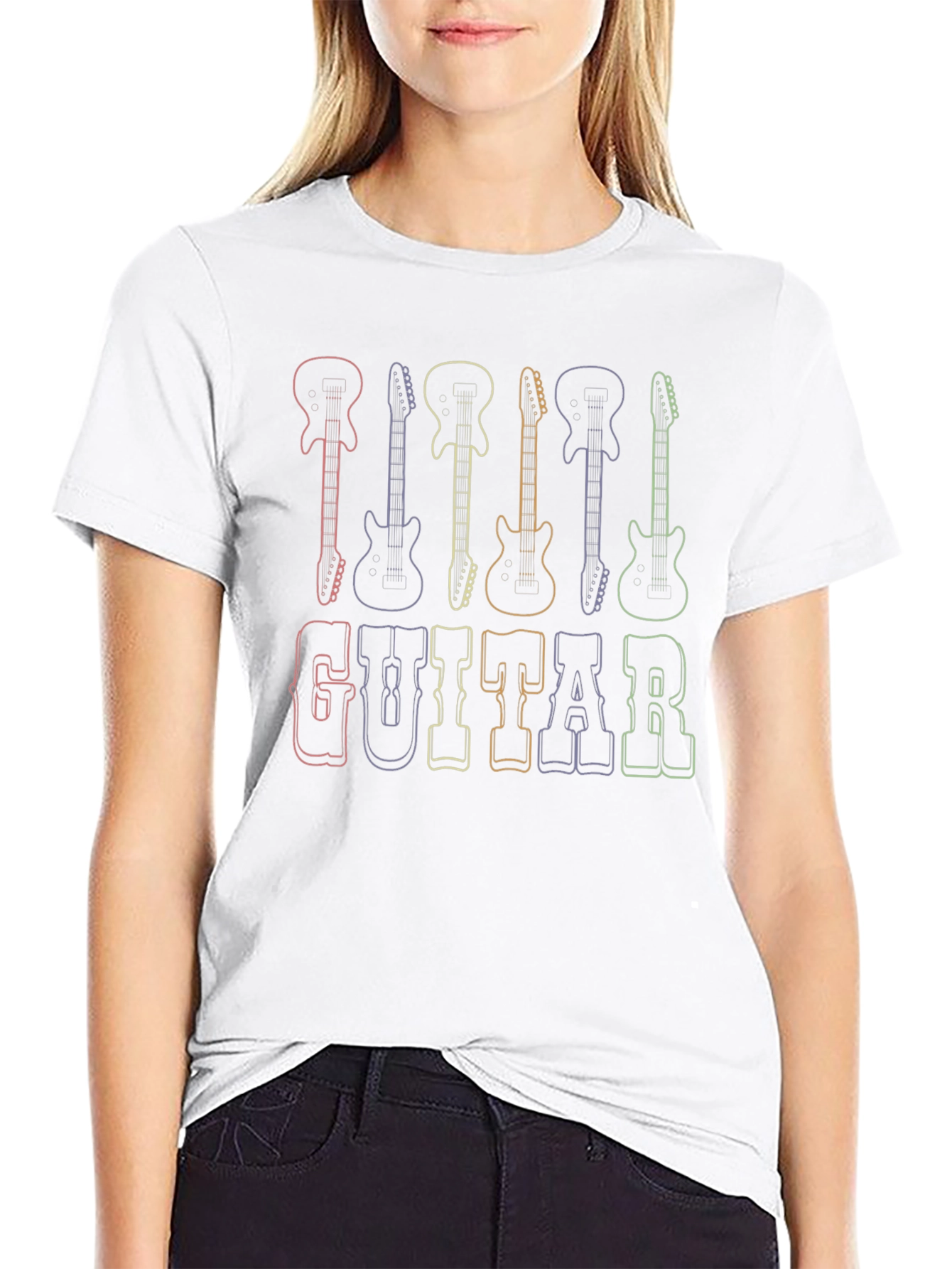 Rainbow Guitar T-Shirt - Music Lover Tee