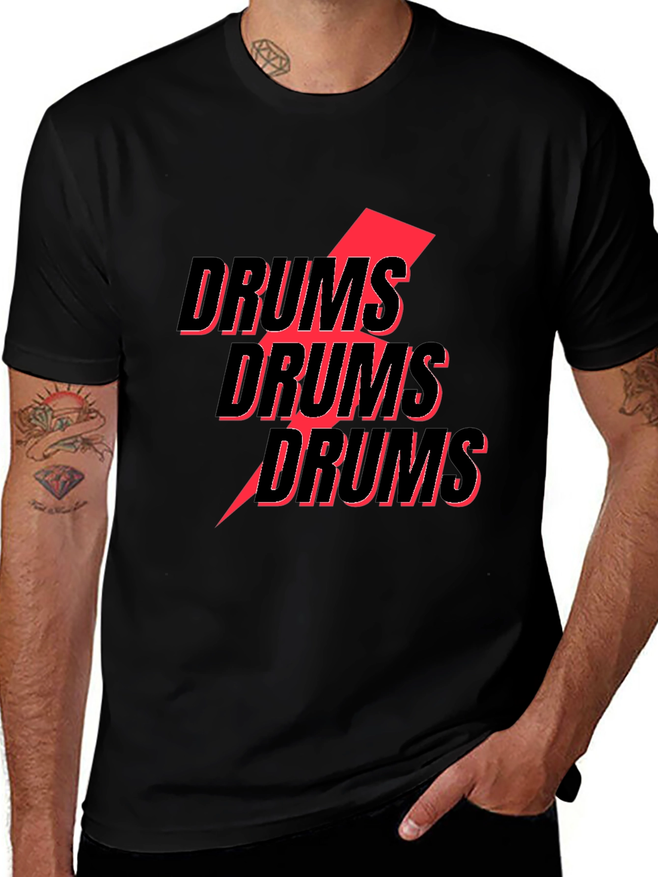 Drums Graphic T-Shirt - Black