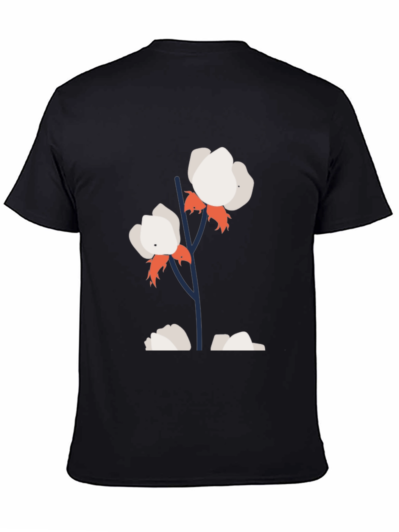 Cotton Flower Graphic Tee - Stylish Black T-Shirt