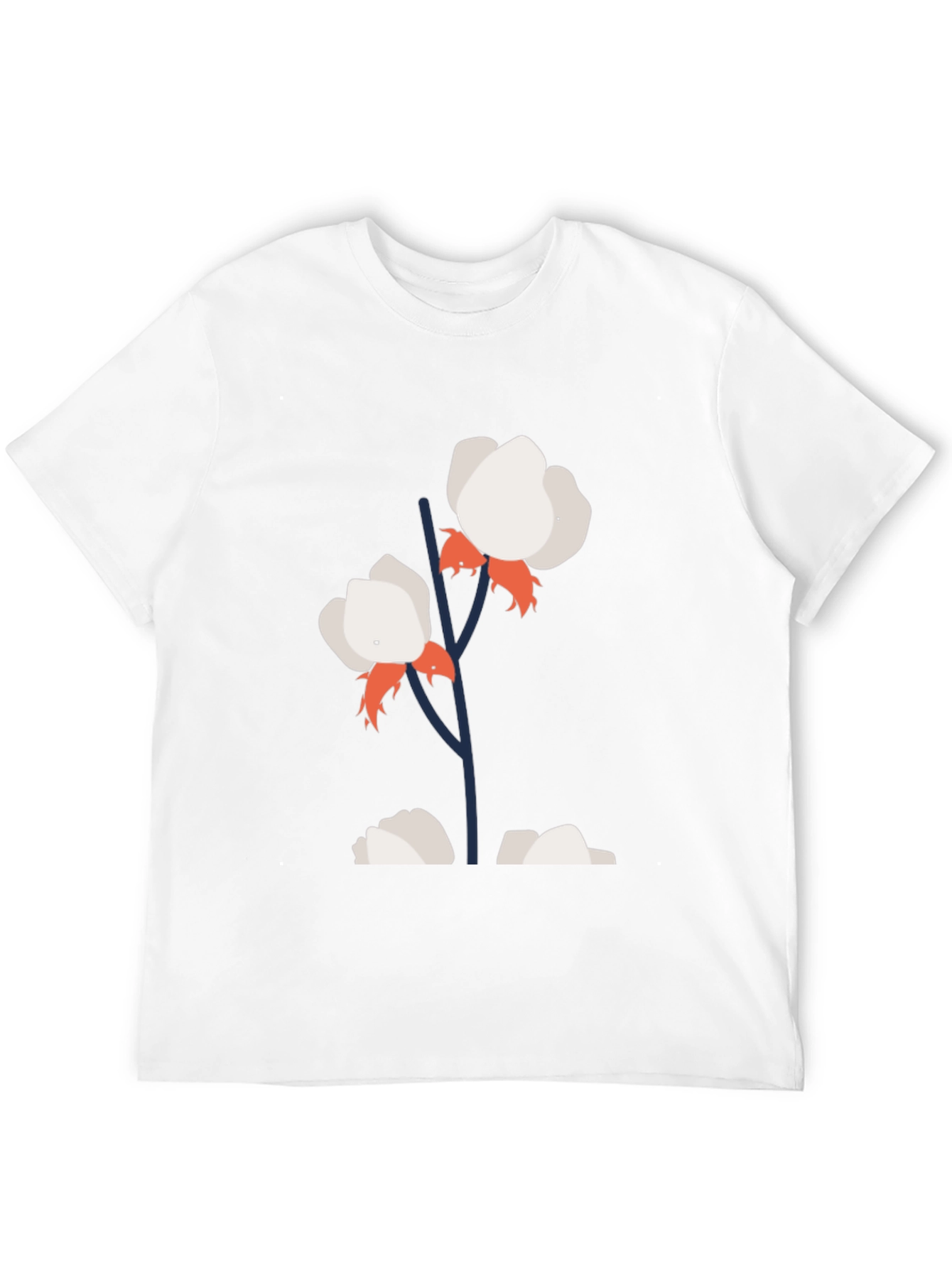 Cotton Flower Graphic Tee - Stylish Black T-Shirt