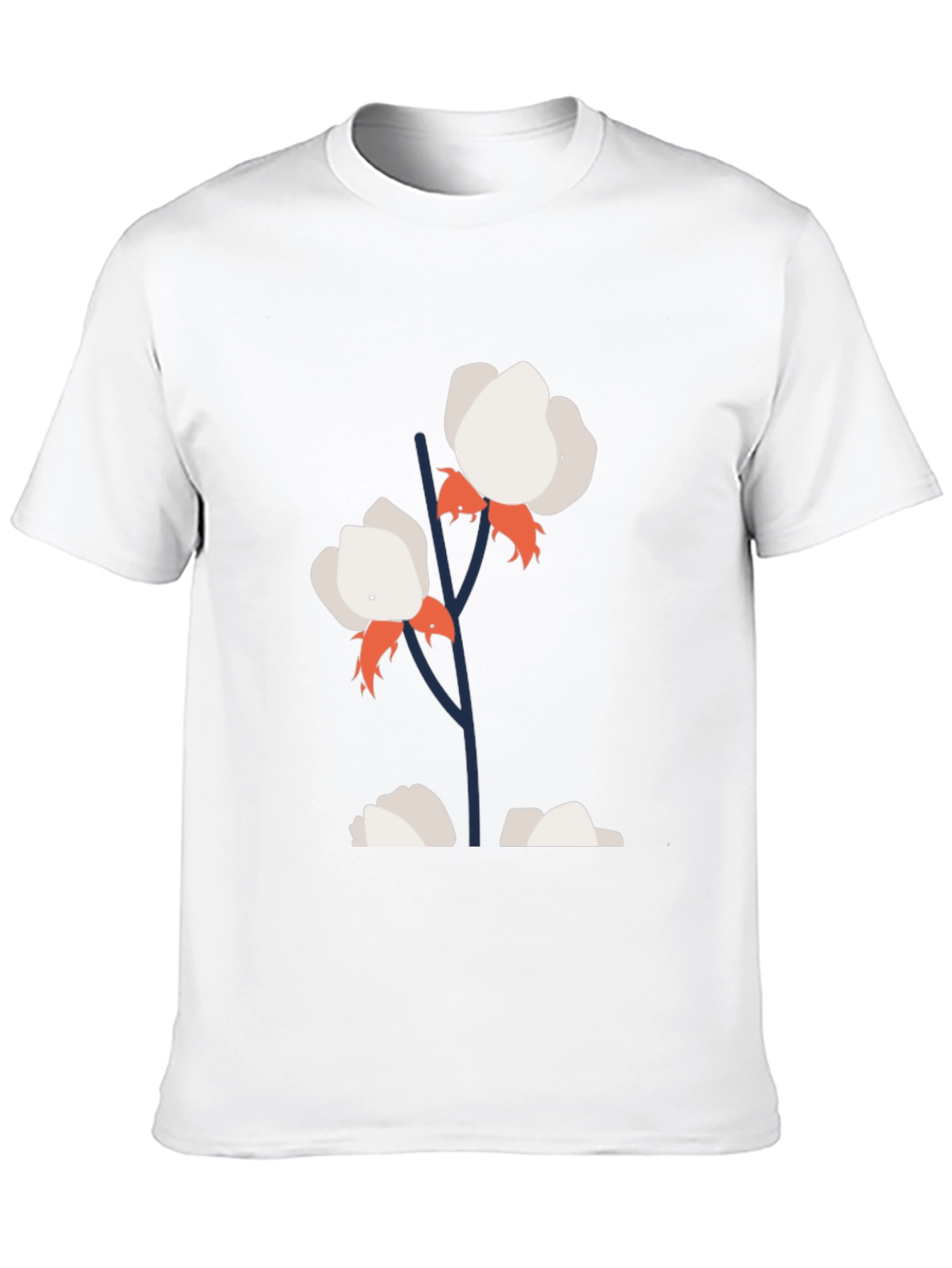 Cotton Flower Graphic Tee - Stylish Black T-Shirt