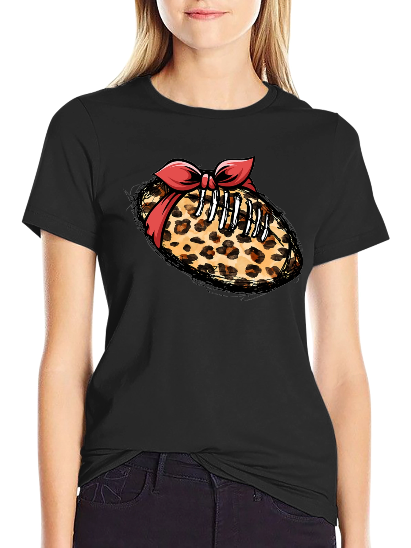 Leopard Football Bow T-Shirt
