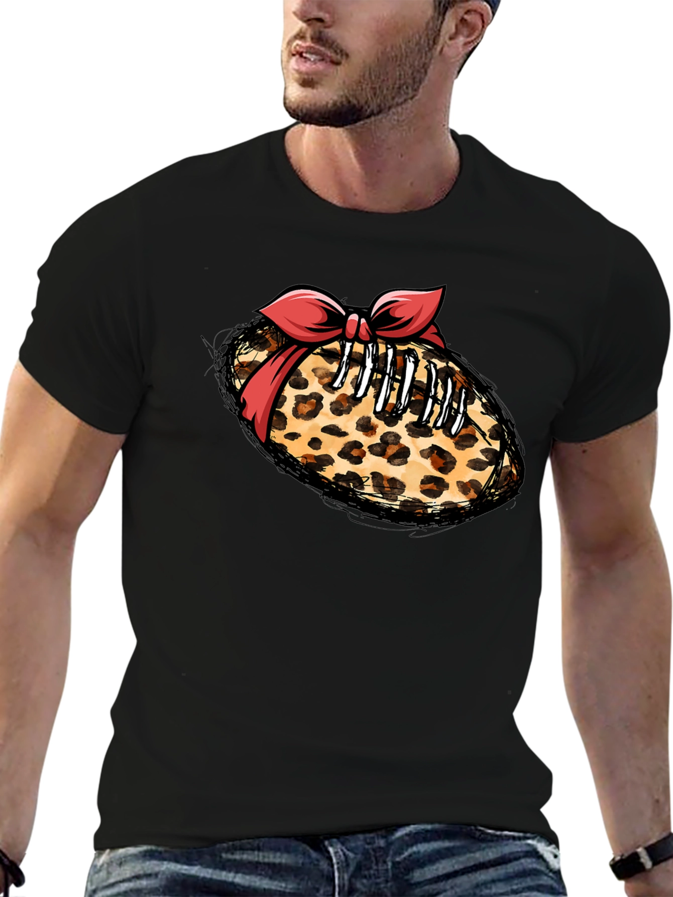 Leopard Football Bow T-Shirt