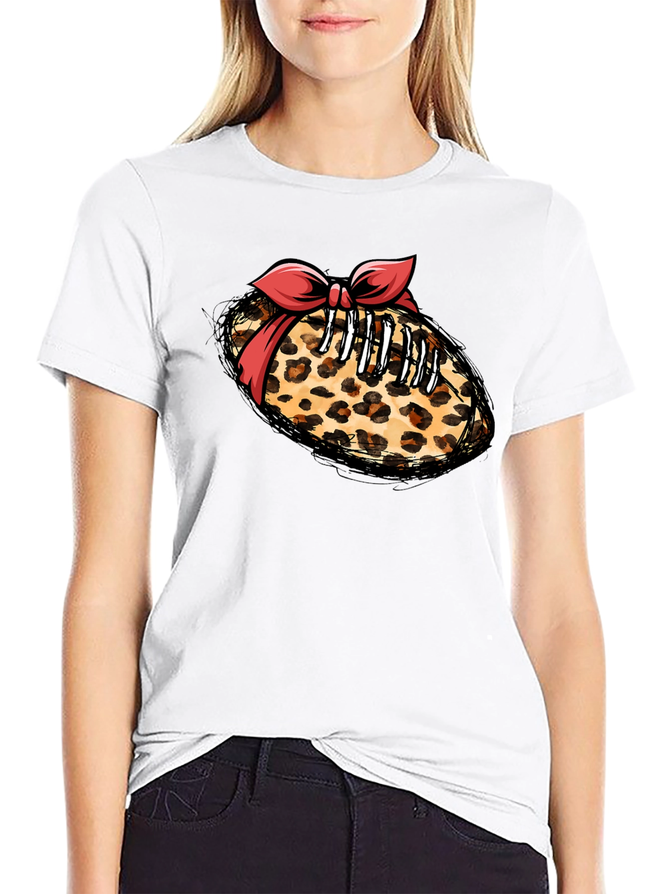 Leopard Football Bow T-Shirt