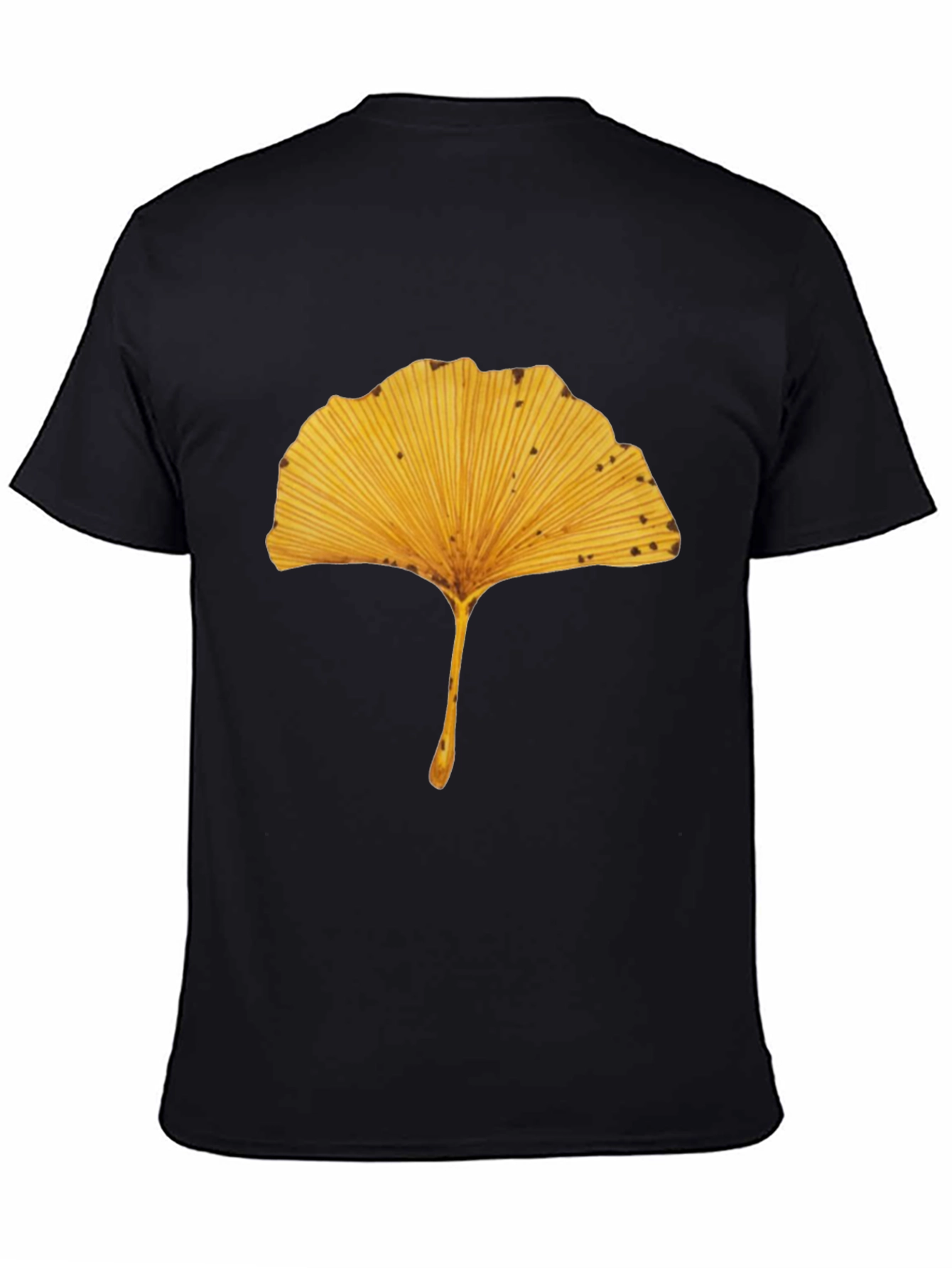 Ginkgo Leaf Print Black T-Shirt