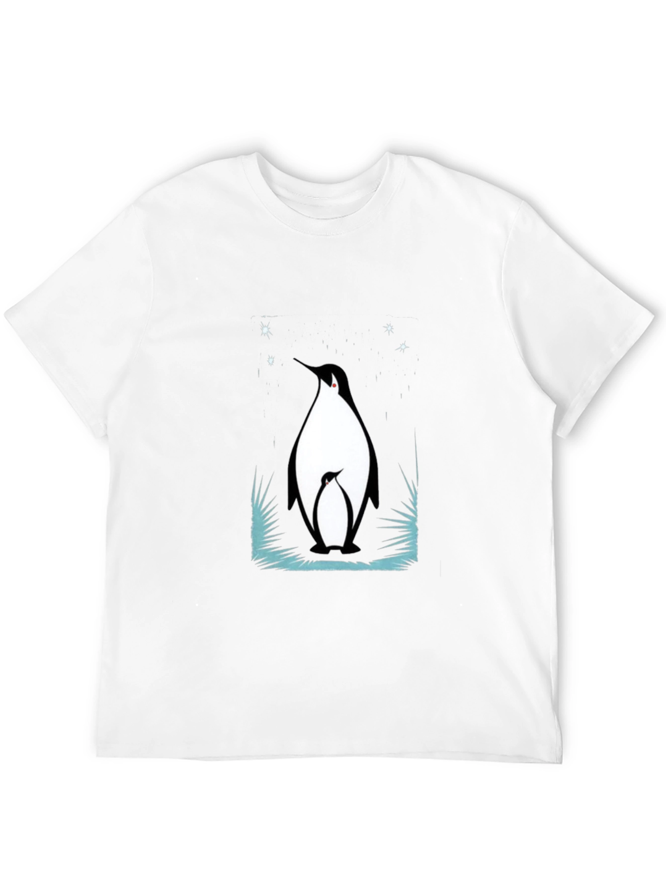 Penguin Family Graphic Tee - Black Cotton Blend T-Shirt