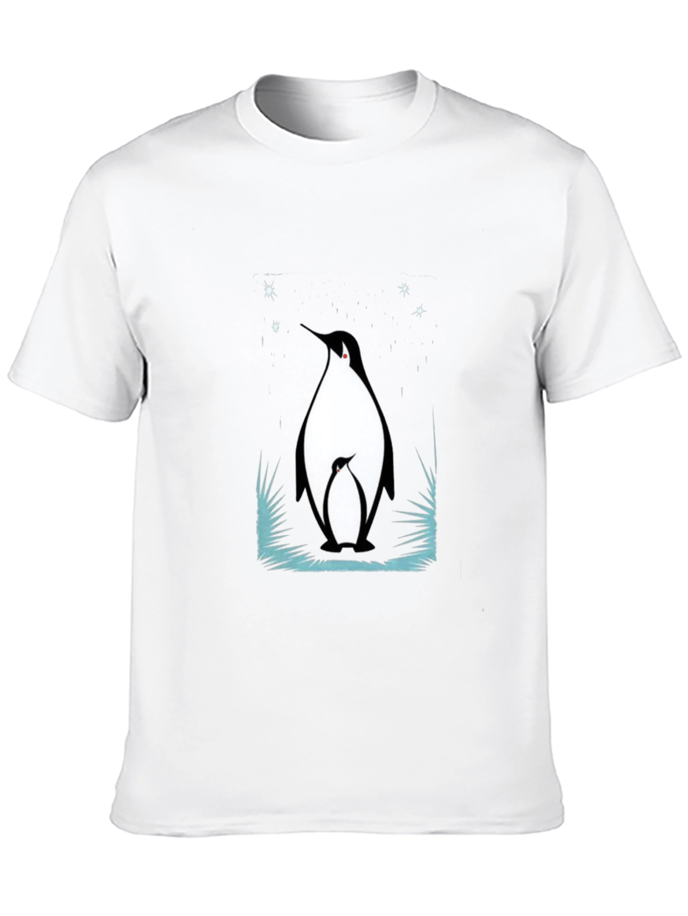 Penguin Family Graphic Tee - Black Cotton Blend T-Shirt