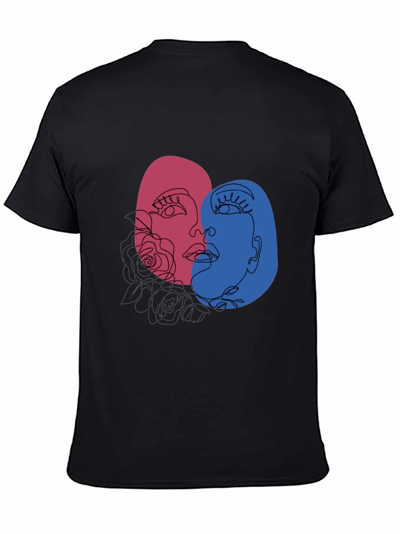Abstract Face Graphic Tee - Unisex Black T-Shirt