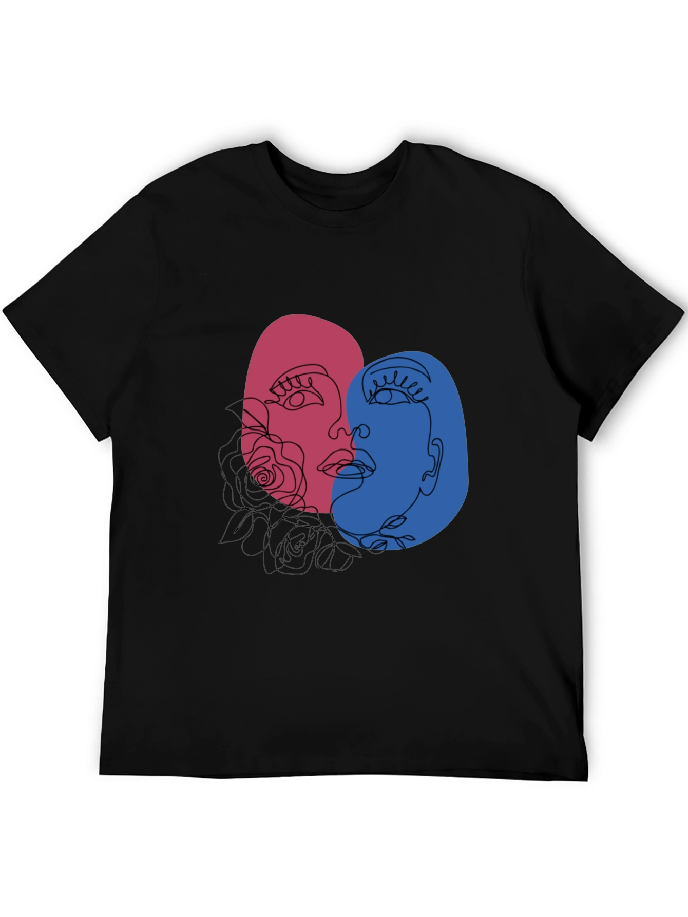 Abstract Face Graphic Tee - Unisex Black T-Shirt