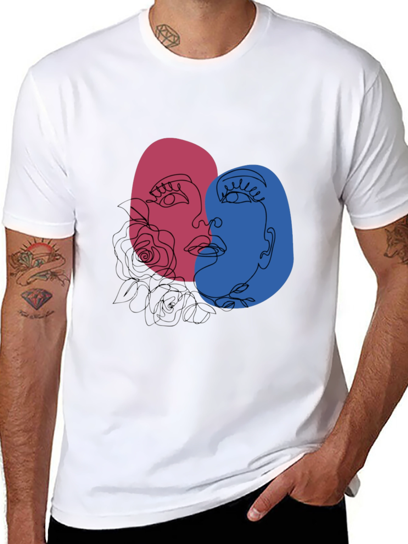 Abstract Face Graphic Tee - Unisex Black T-Shirt