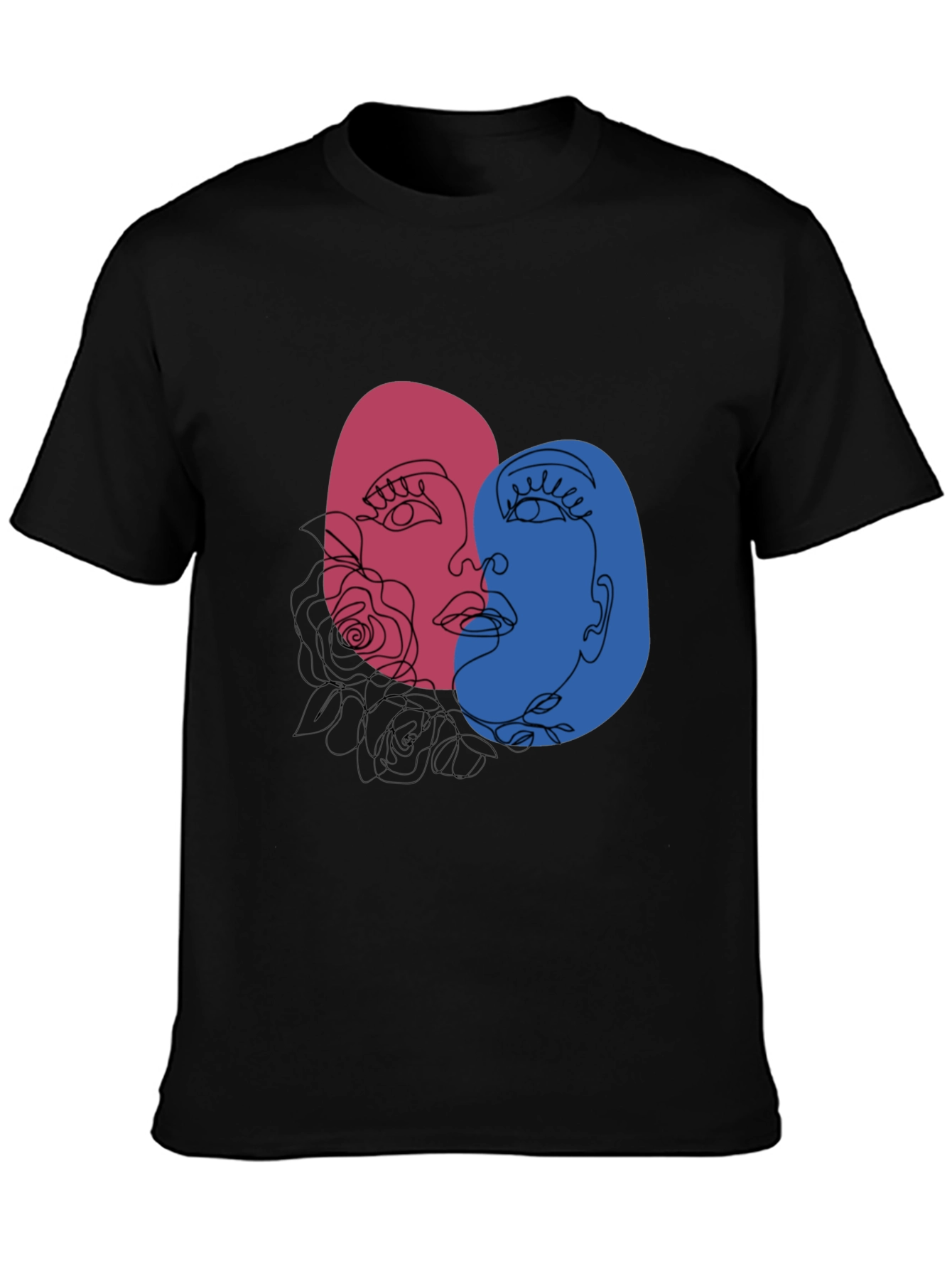 Abstract Face Graphic Tee - Unisex Black T-Shirt
