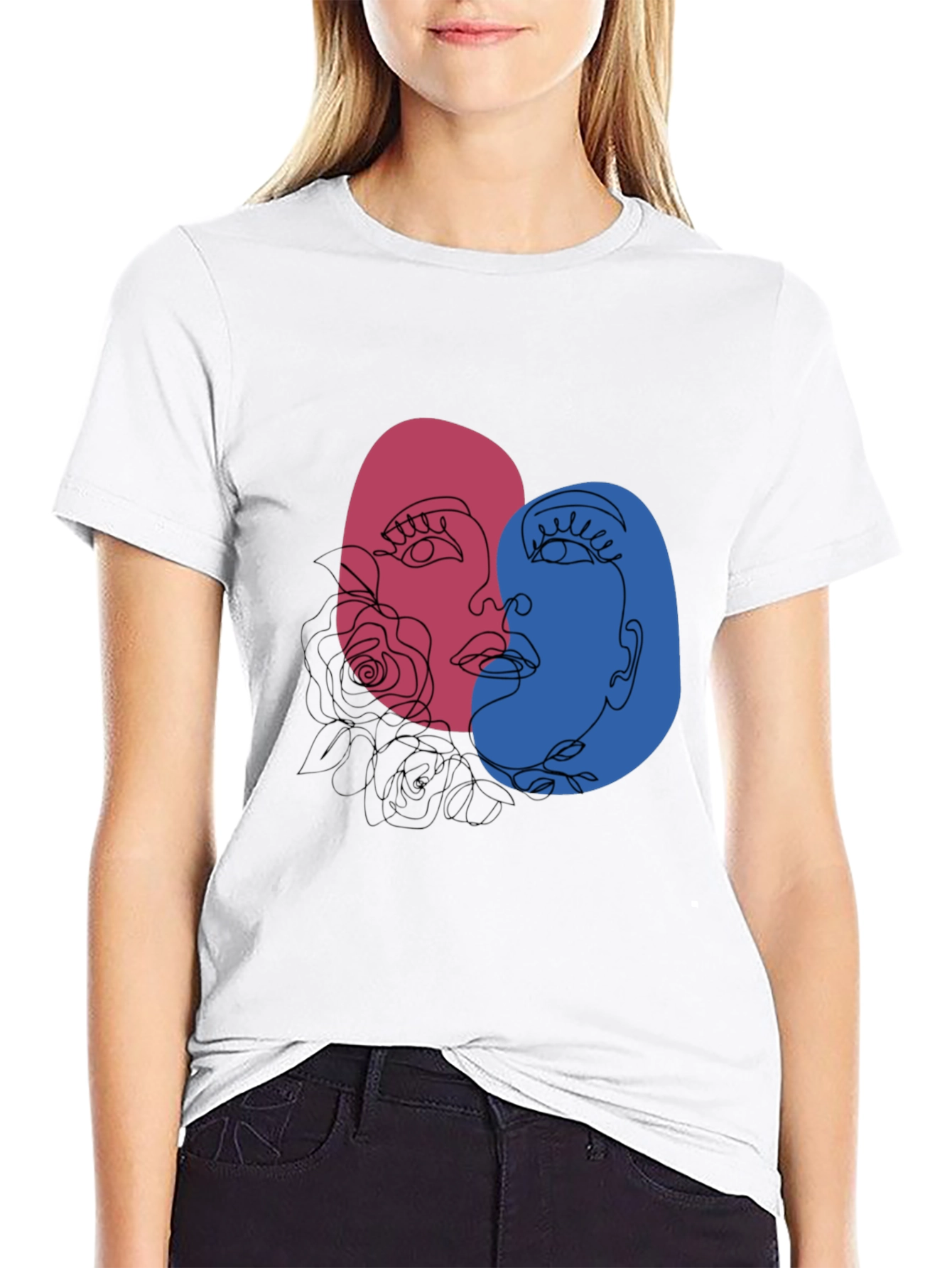 Abstract Face Graphic Tee - Unisex Black T-Shirt