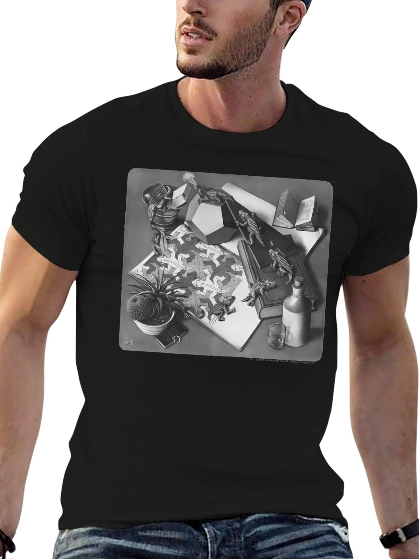 Escher Lizard T-Shirt - Black Graphic Tee