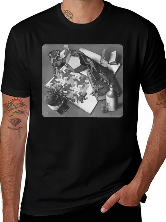 Escher Lizard T-Shirt - Black Graphic Tee