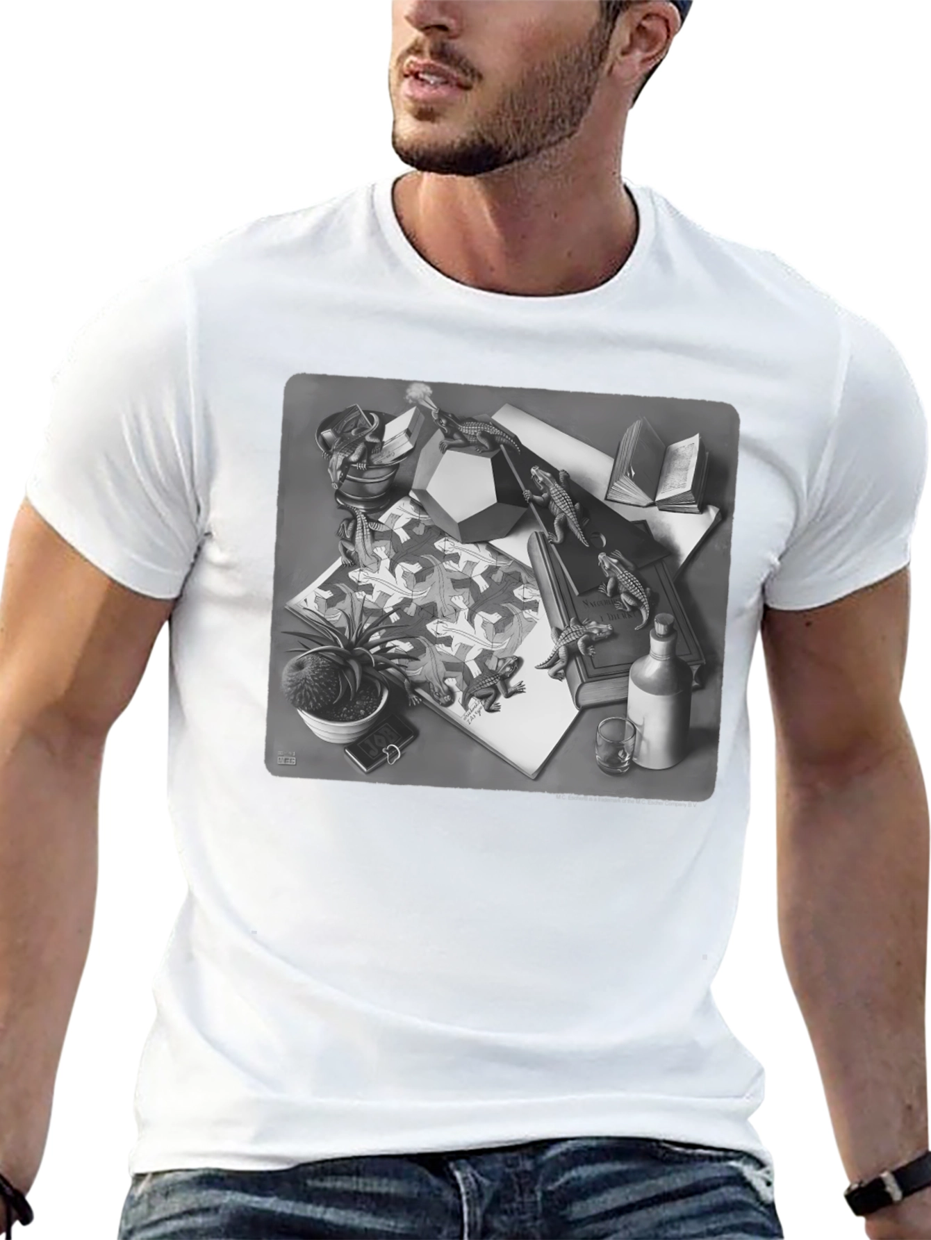 Escher Lizard T-Shirt - Black Graphic Tee