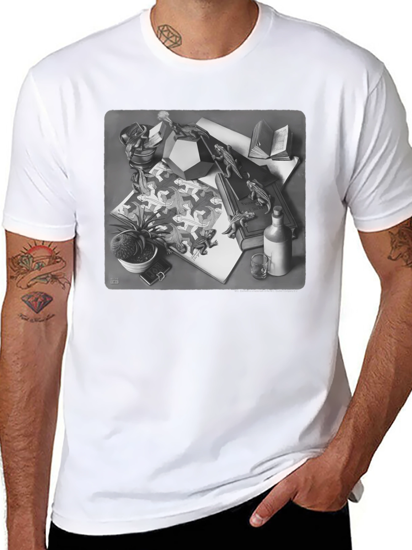 Escher Lizard T-Shirt - Black Graphic Tee