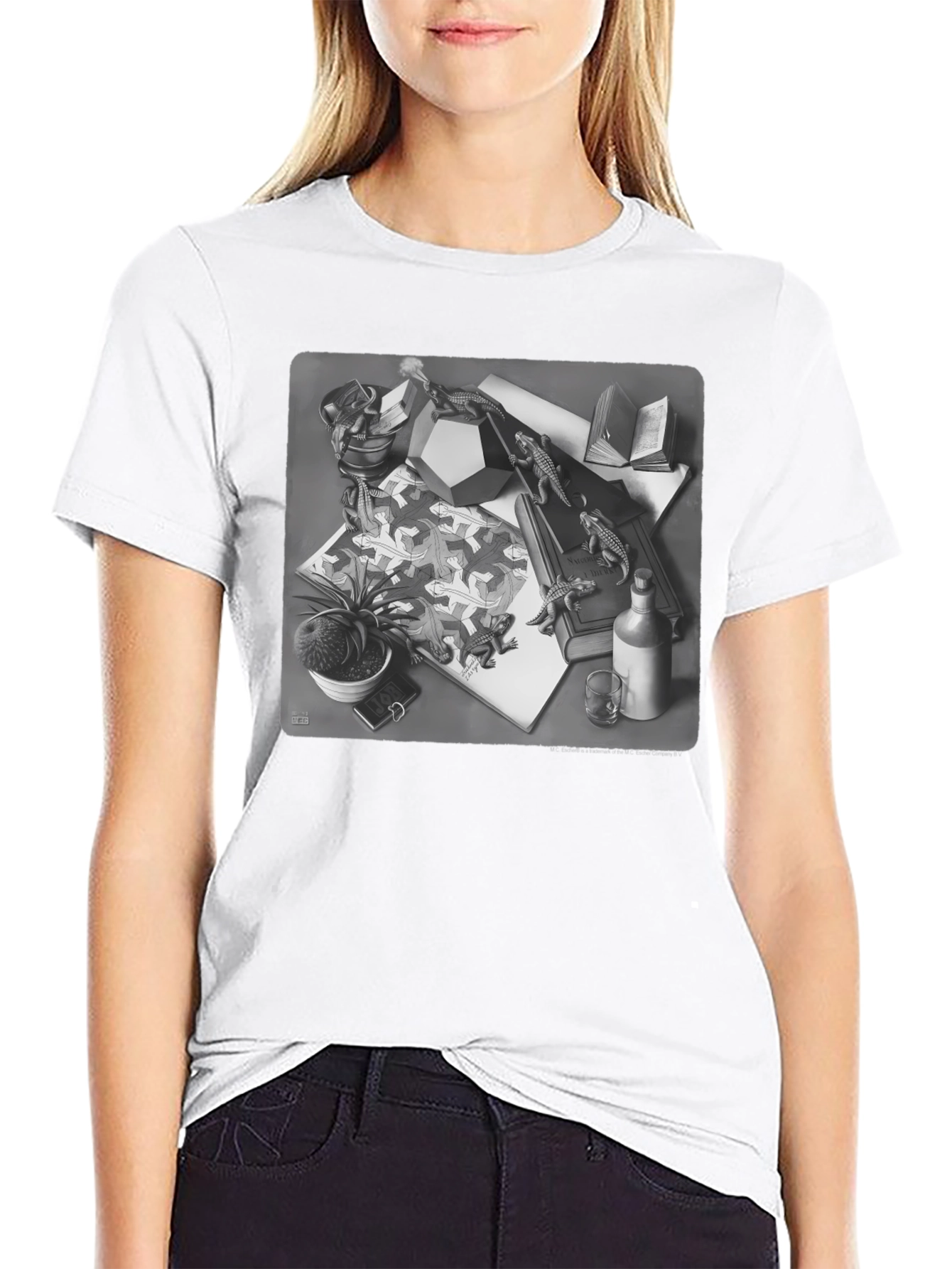 Escher Lizard T-Shirt - Black Graphic Tee