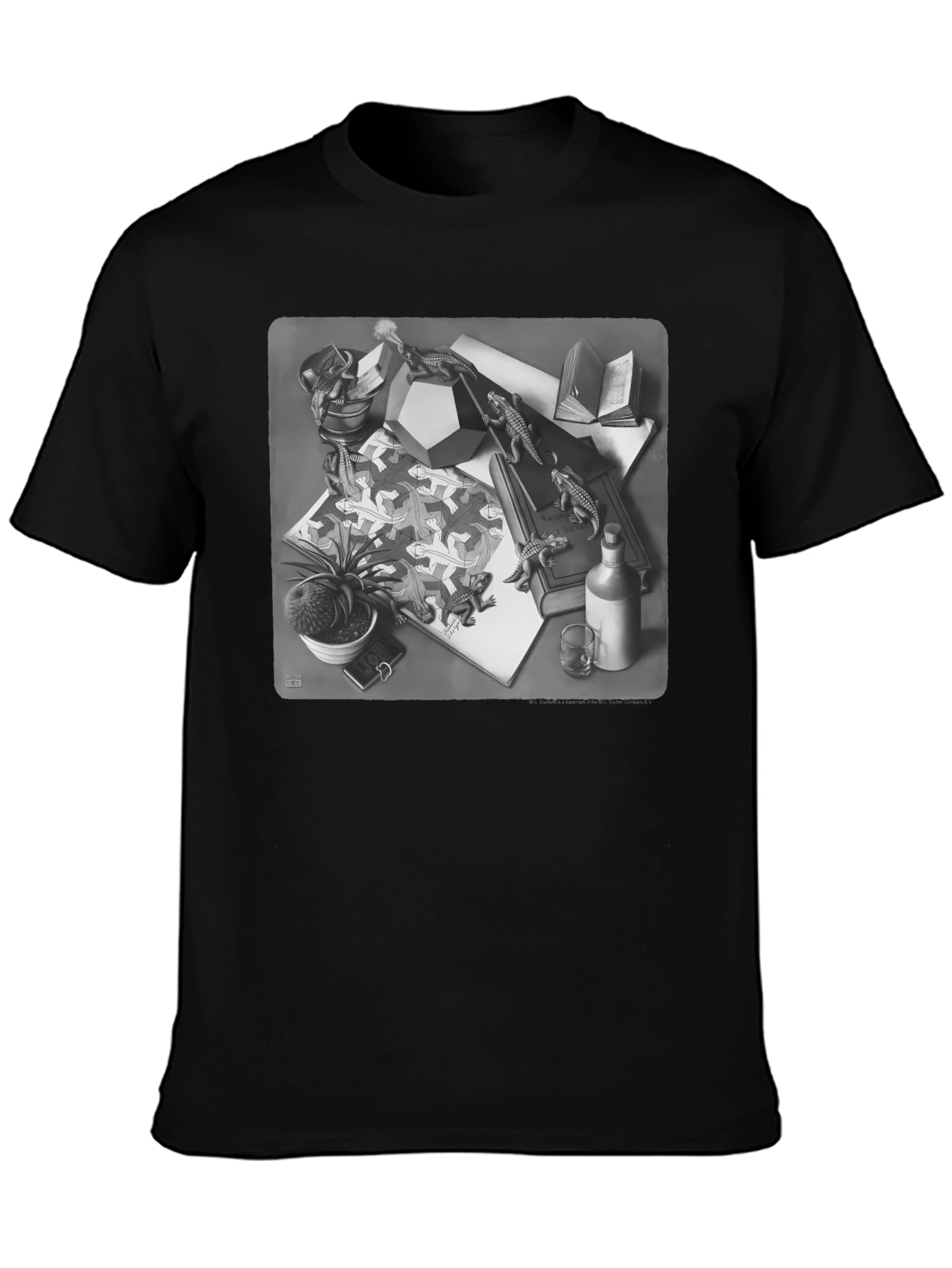 Escher Lizard T-Shirt - Black Graphic Tee