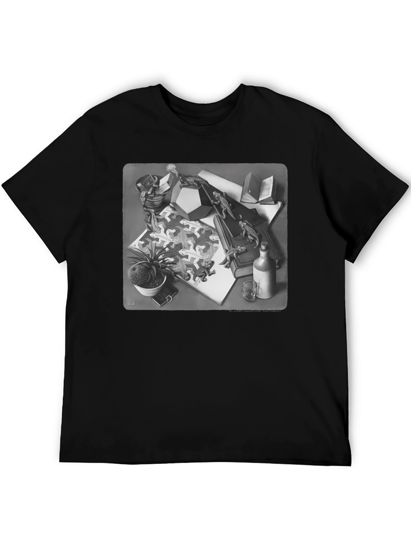 Escher Lizard T-Shirt - Black Graphic Tee