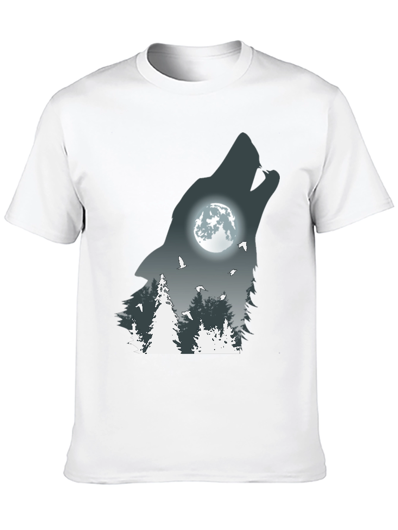 Wolf Howling Moon Graphic T-Shirt