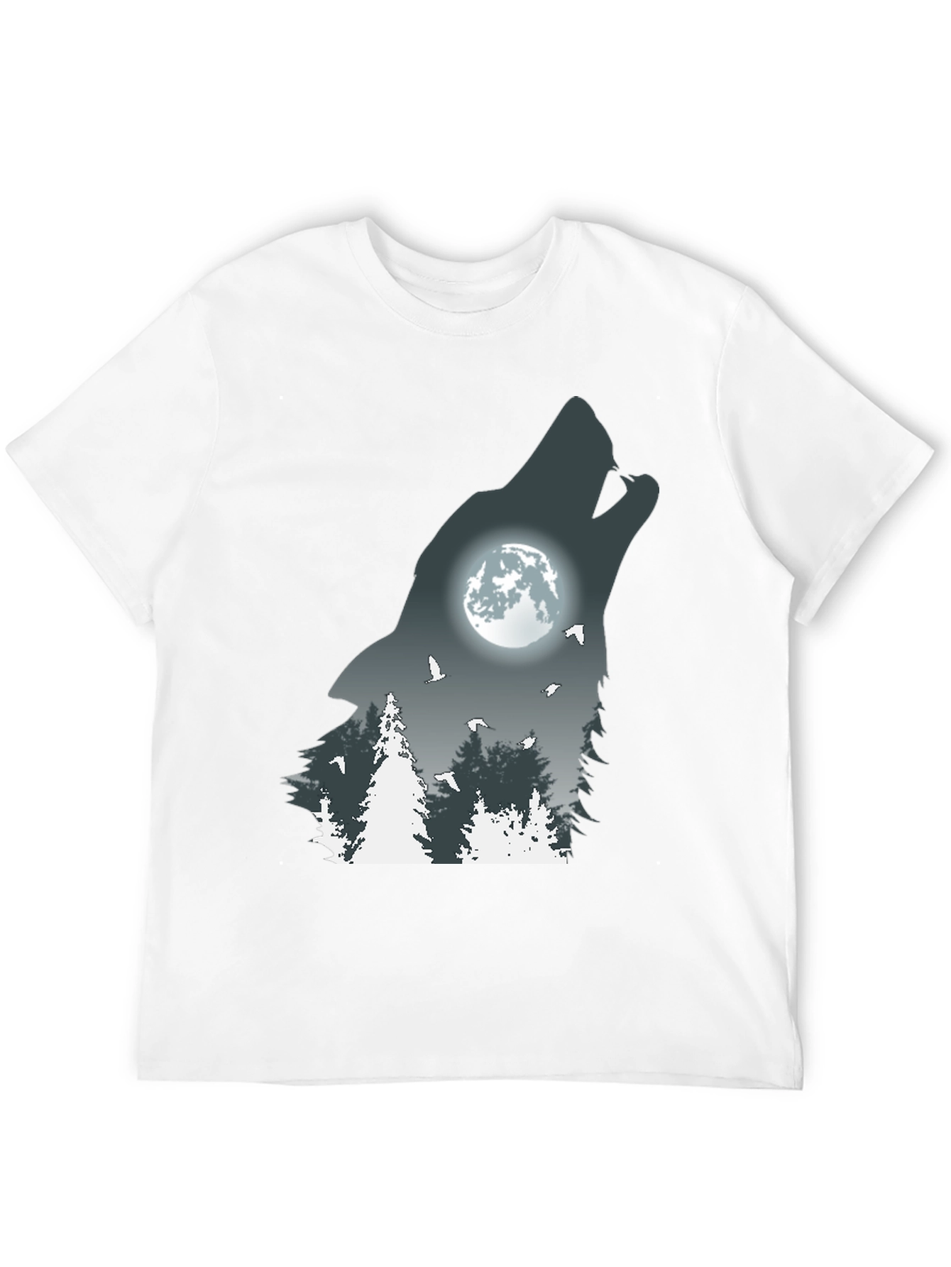 Wolf Howling Moon Graphic T-Shirt
