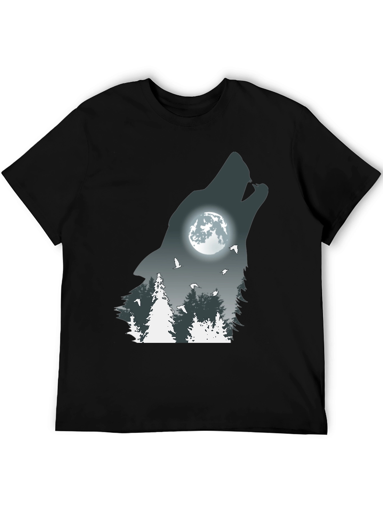 Wolf Howling Moon Graphic T-Shirt