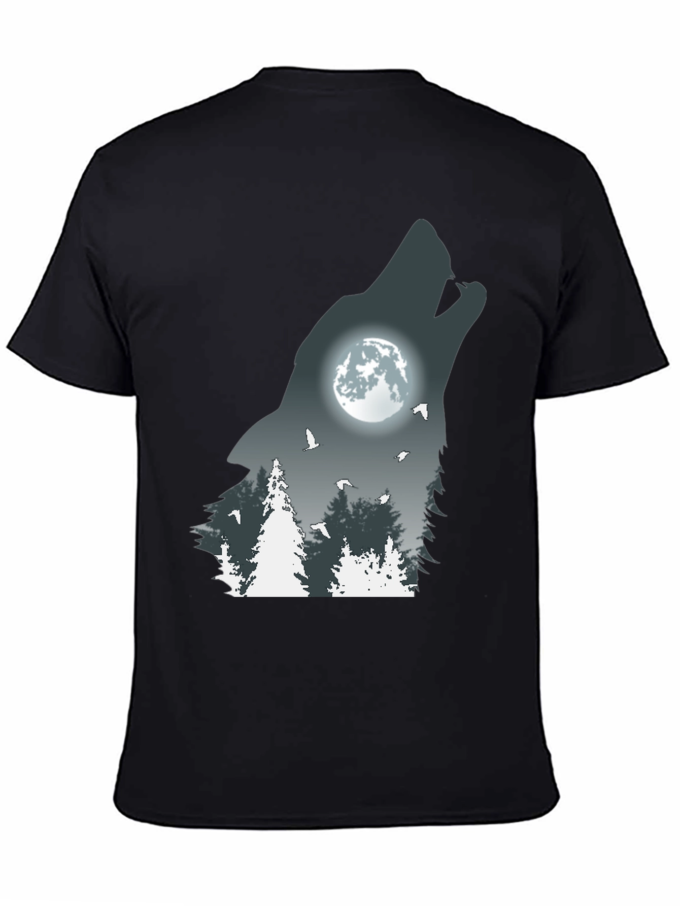 Wolf Howling Moon Graphic T-Shirt