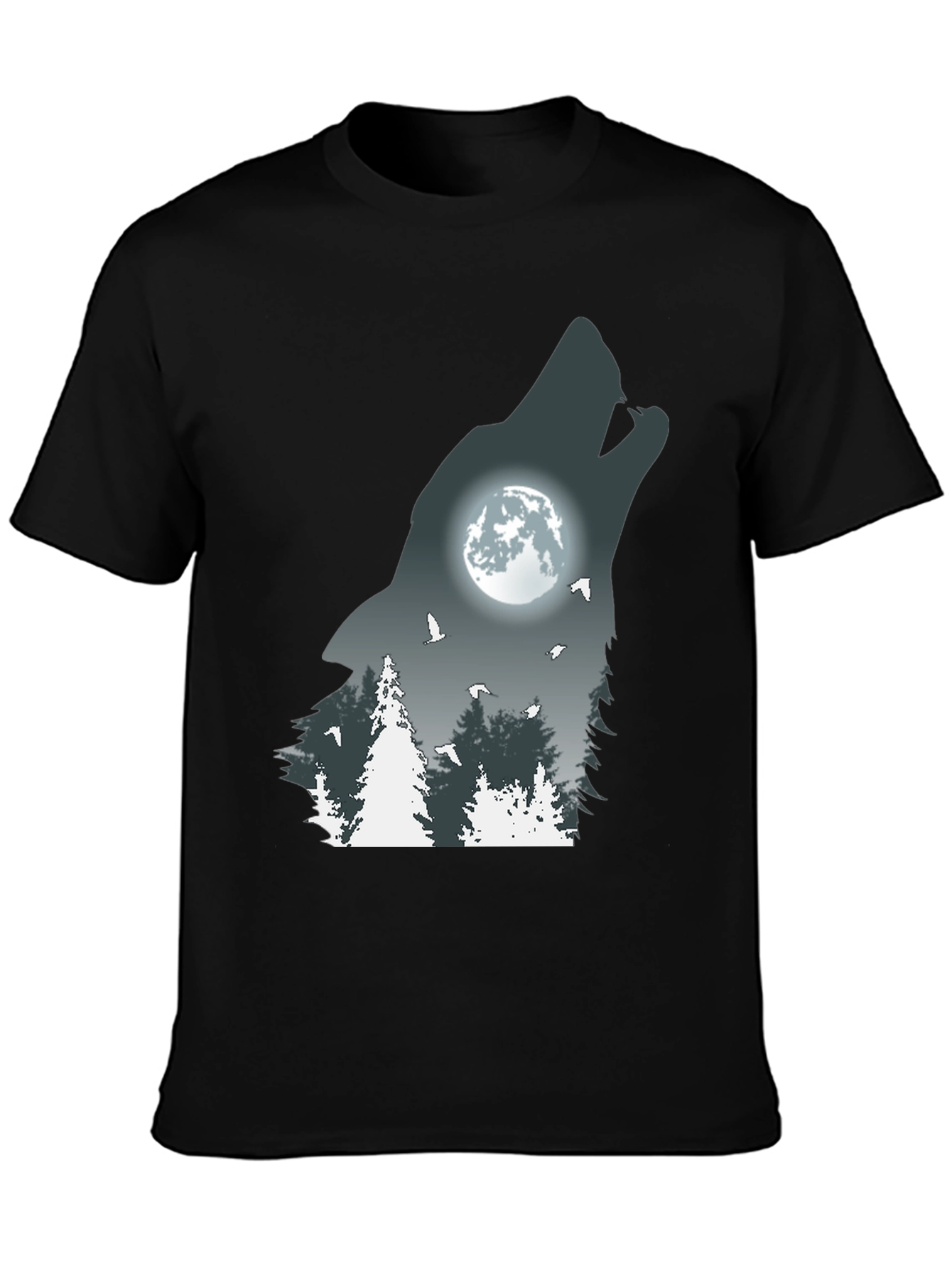 Wolf Howling Moon Graphic T-Shirt