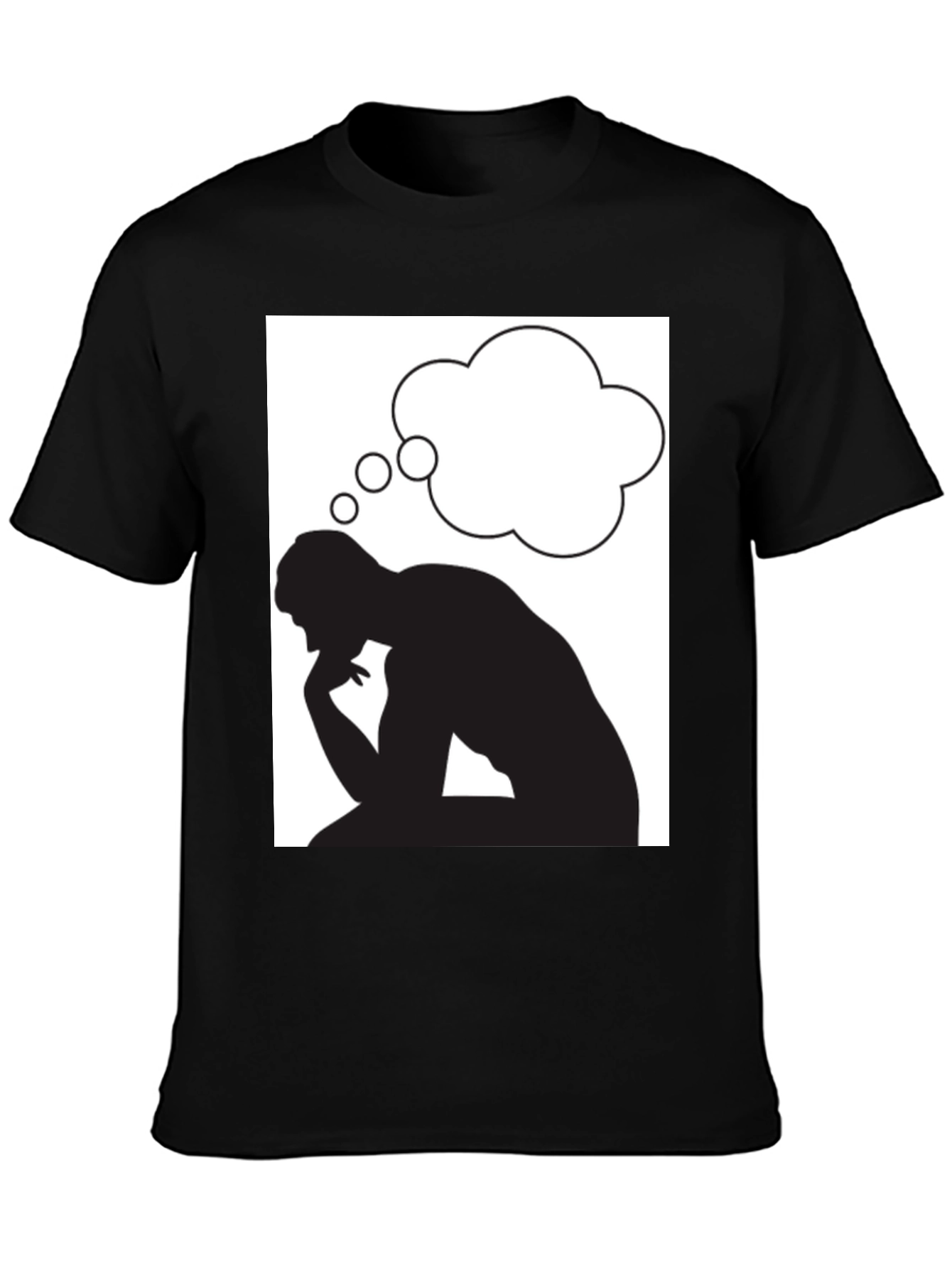 Thinking Man Graphic Tee - Black Cotton T-Shirt