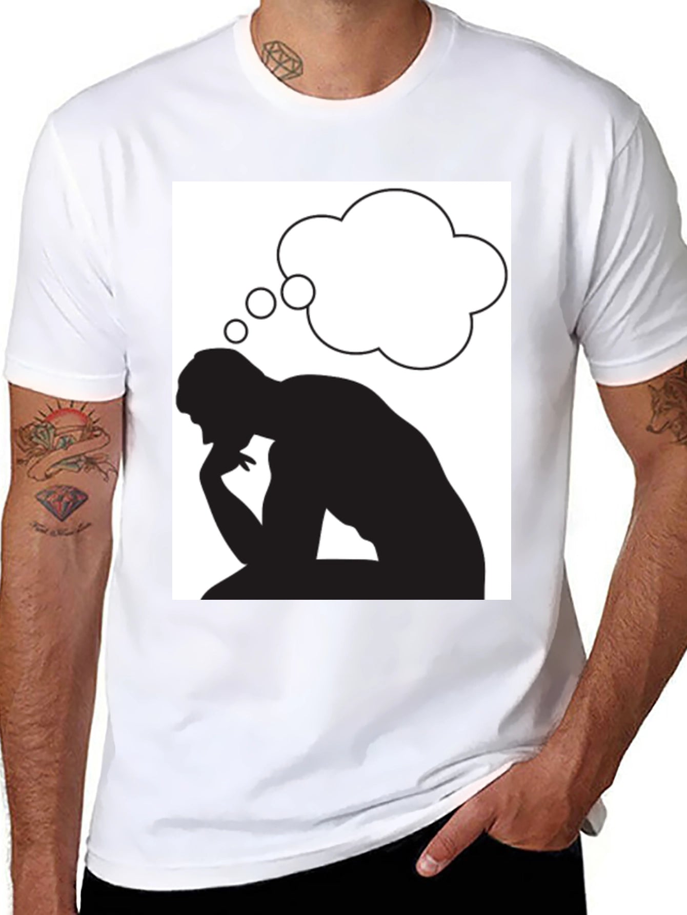 Thinking Man Graphic Tee - Black Cotton T-Shirt