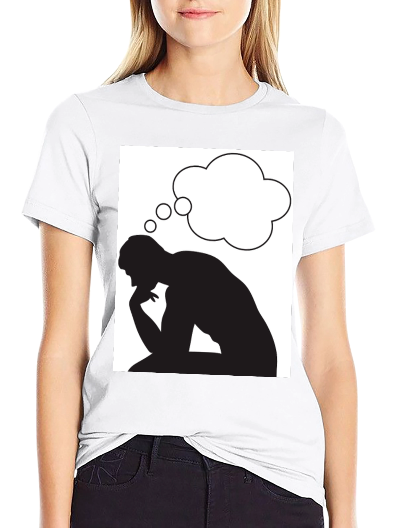 Thinking Man Graphic Tee - Black Cotton T-Shirt
