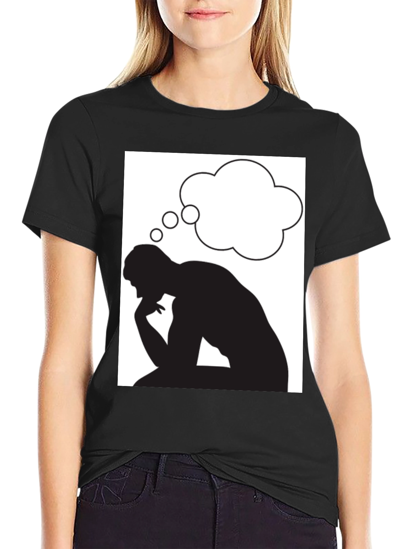 Thinking Man Graphic Tee - Black Cotton T-Shirt