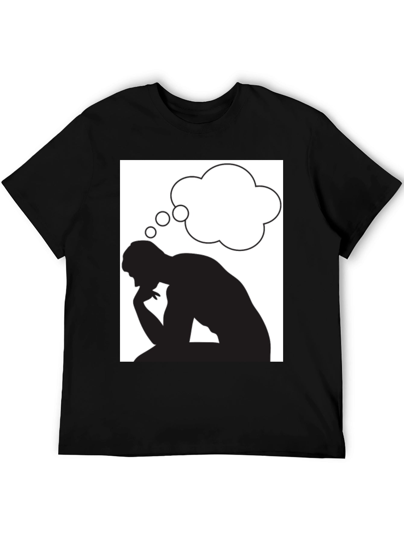 Thinking Man Graphic Tee - Black Cotton T-Shirt