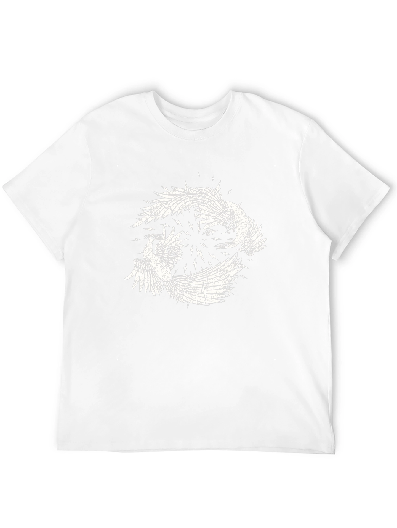Black Graphic Tee with Bird Design