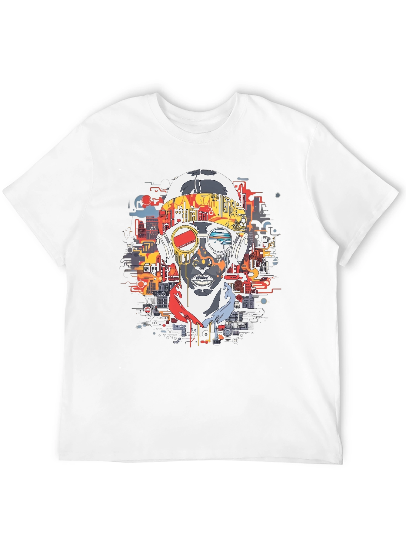 Abstract Cityscape Graphic Print Black T-Shirt