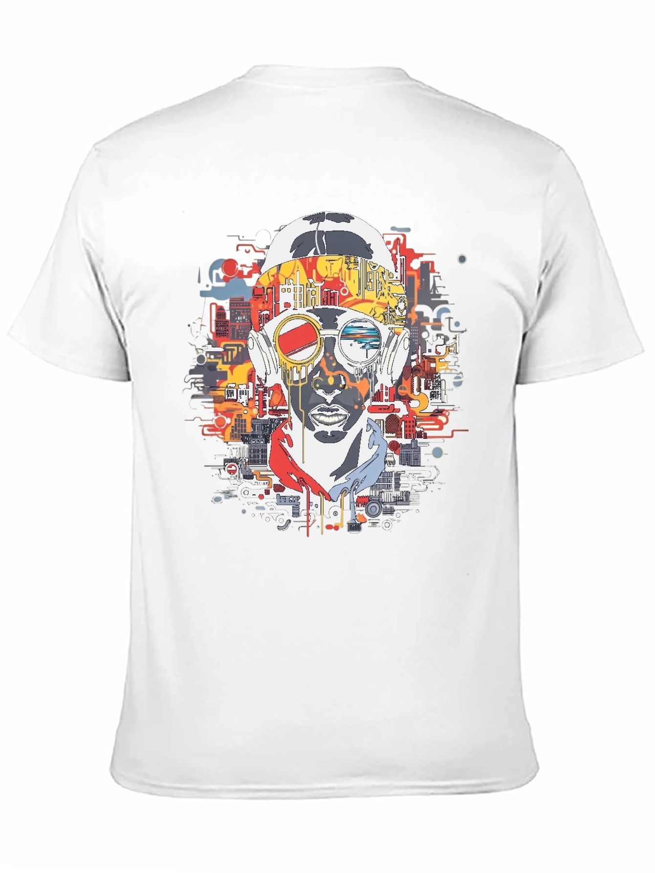Abstract Cityscape Graphic Print Black T-Shirt