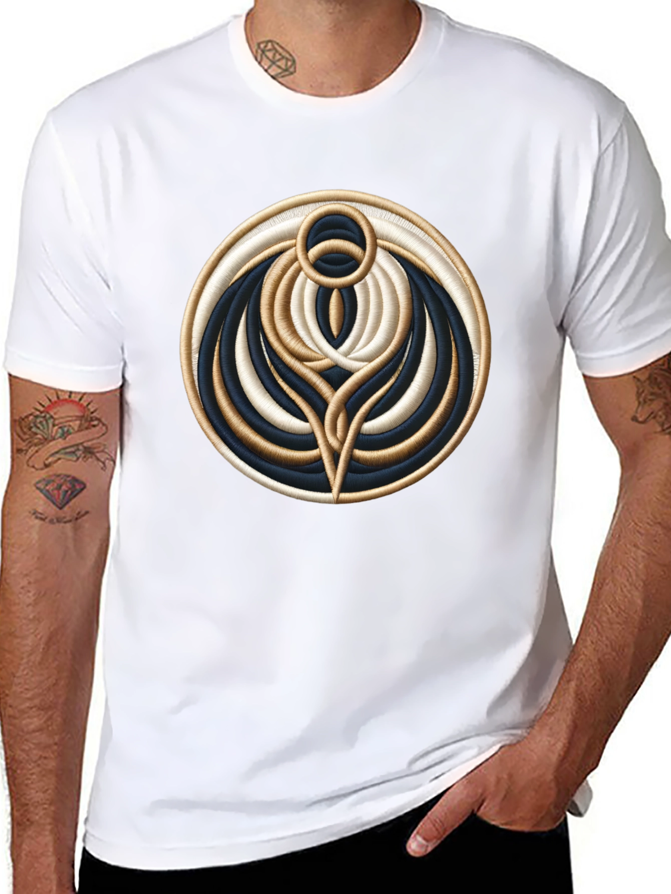 Abstract Embroidered Graphic T-Shirt