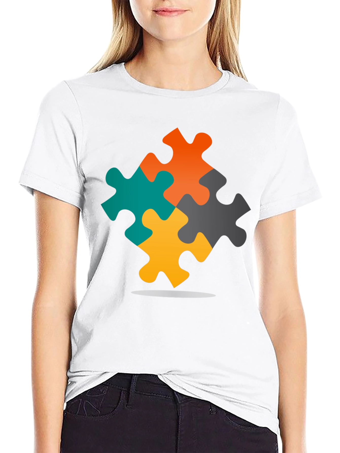 Autism Awareness Puzzle T-Shirt - Black