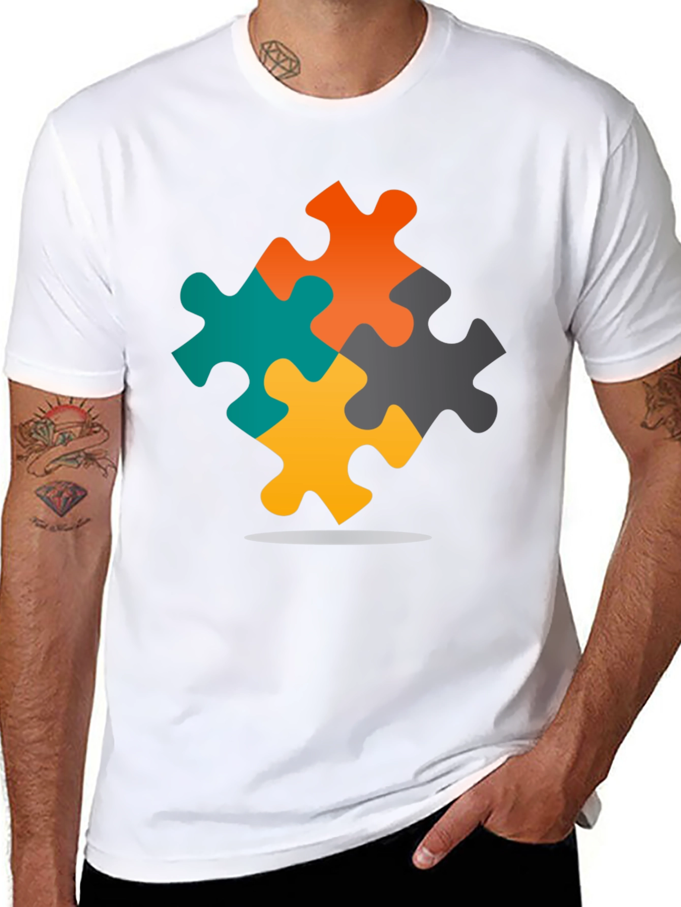 Autism Awareness Puzzle T-Shirt - Black
