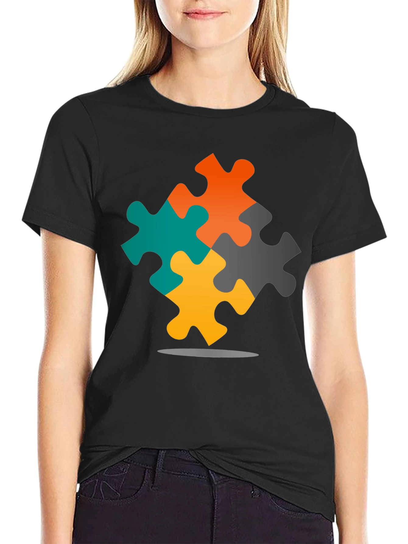 Autism Awareness Puzzle T-Shirt - Black