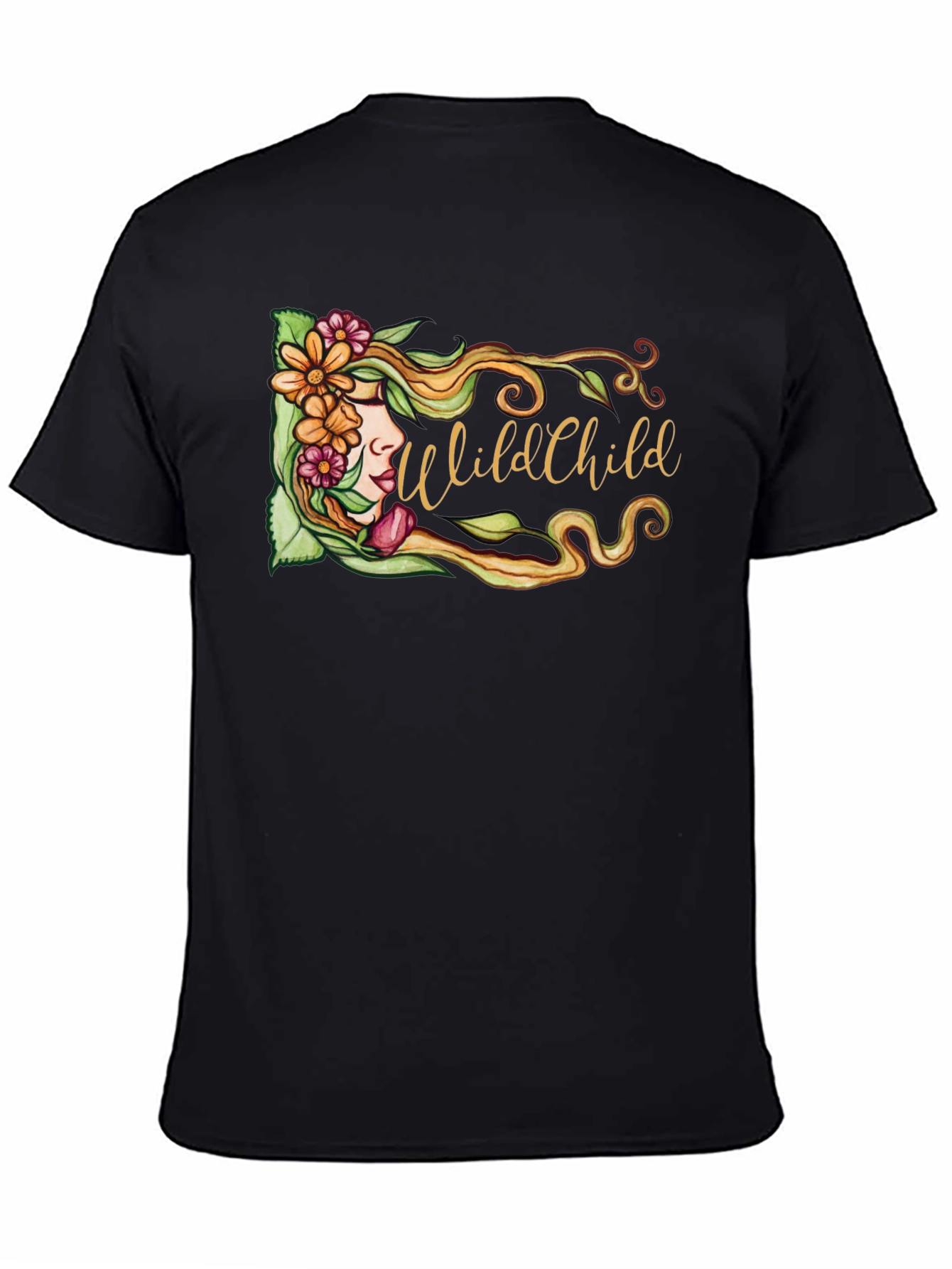 Wild Child Floral Graphic Black T-Shirt